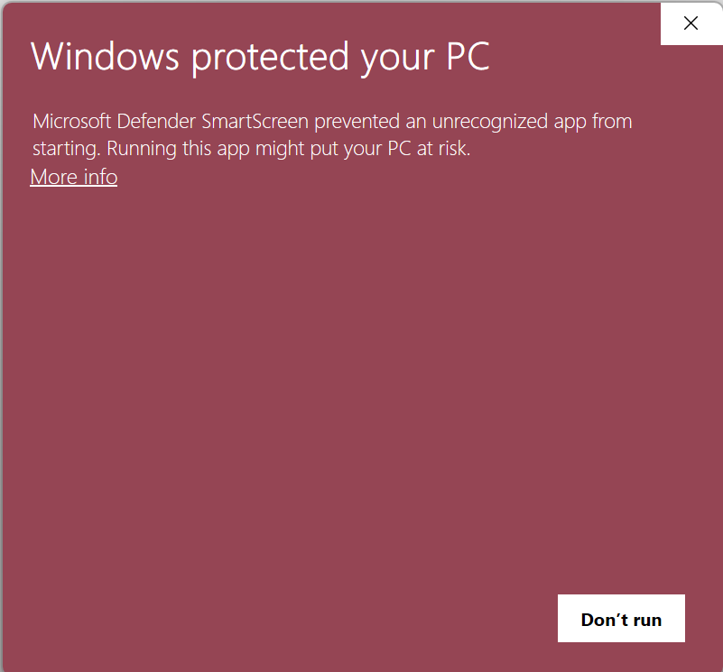 Smartscreen warning